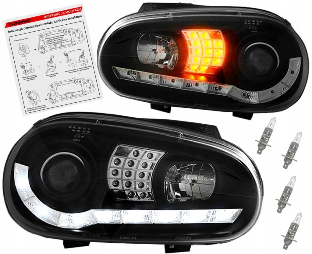 Купити Vw golf iv mk4 фари фари перед led чорний  h1