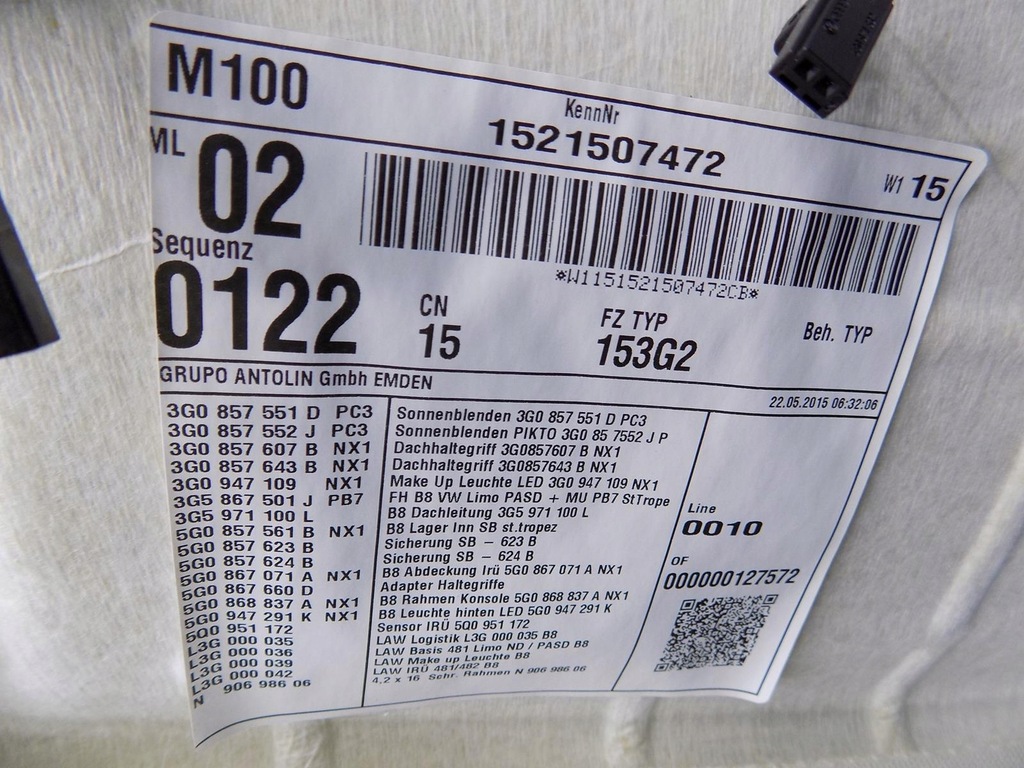 фото №7, Vw passat b8 sedan стеля 3g0857551d