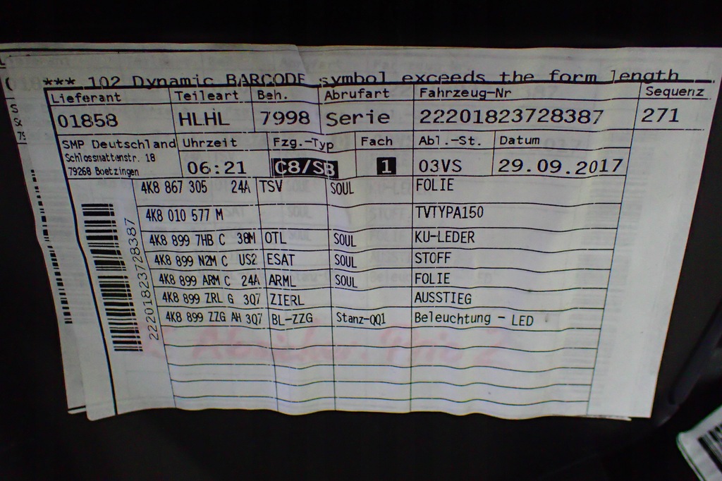 фото №7, Audi a7 4k 2020r. обивка дверь задняя левая led