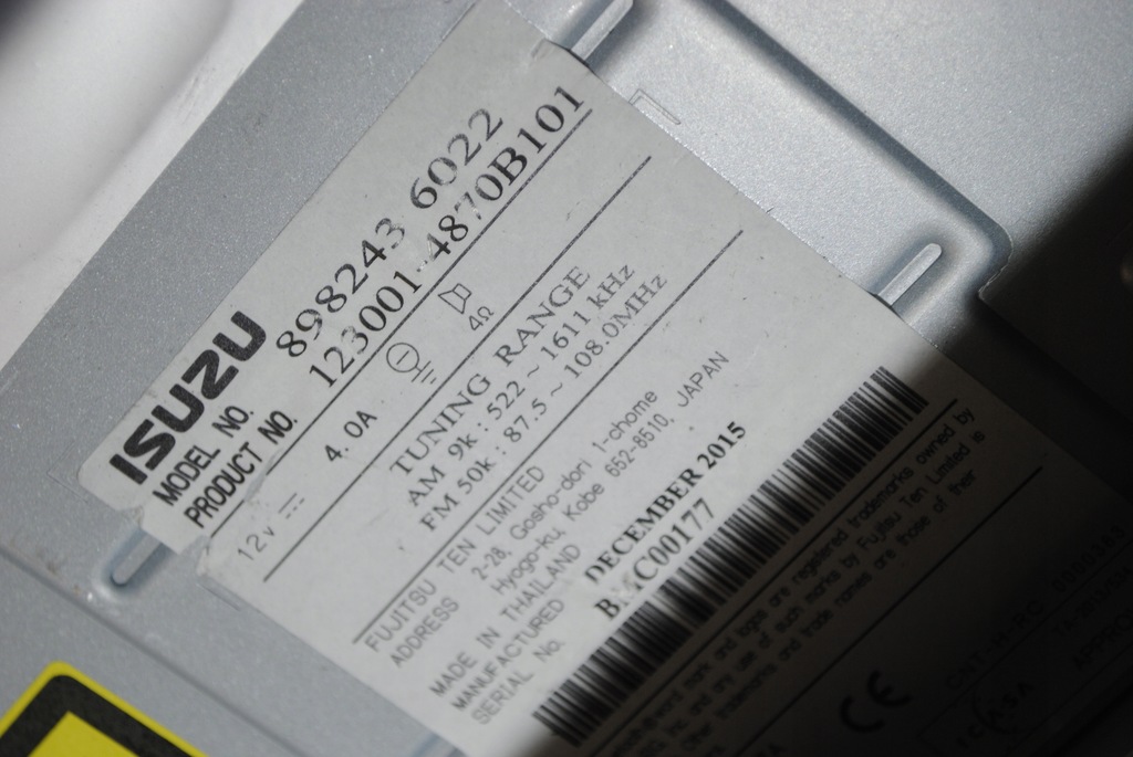 фото №4, Радіо isuzu d-max cd mp3 wma 8982436022