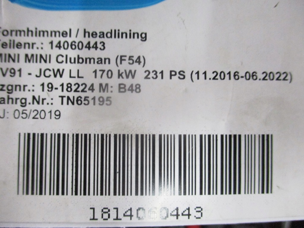 фото №5, 16. стеля mini clubman f54 19r