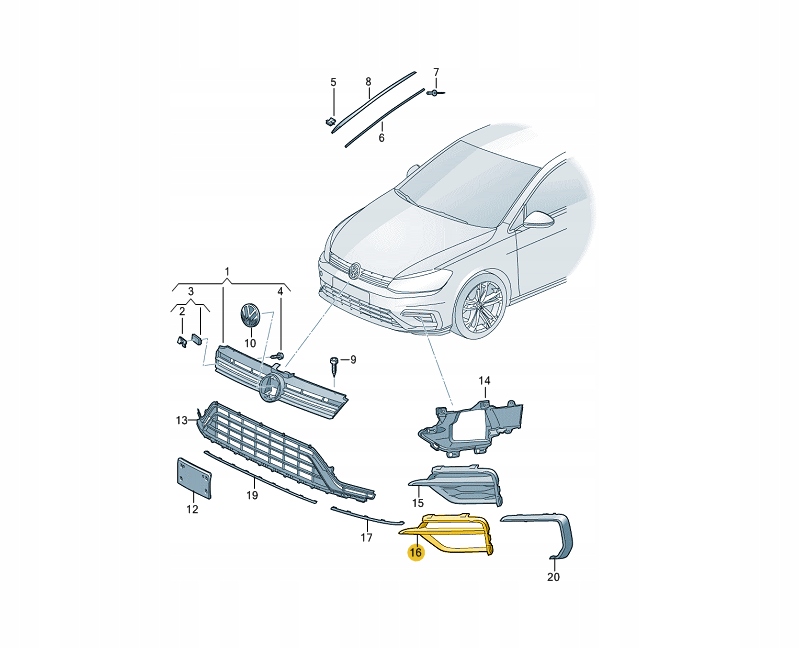 фото №2, Решётка бампера заглушка vw golf vii r20 левая