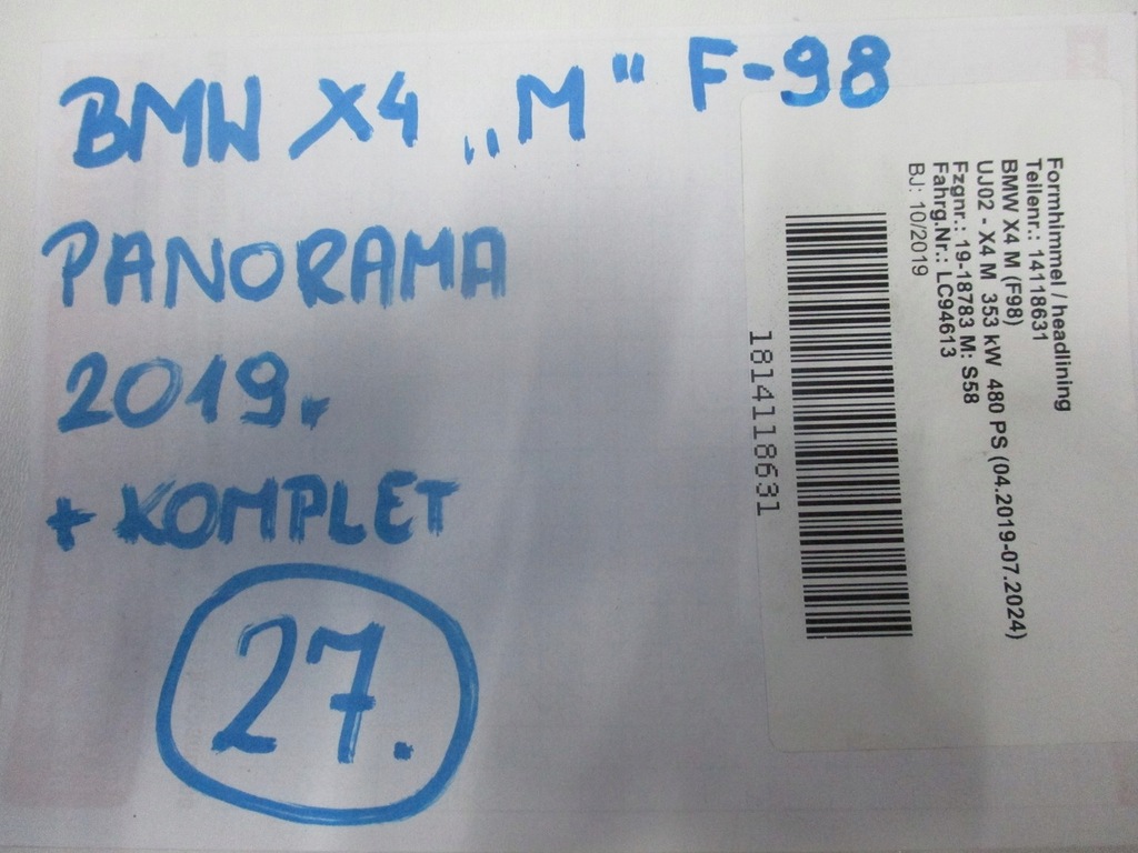 фото №10, 27. панорама стеля bmw x4 f98 m-pakiet