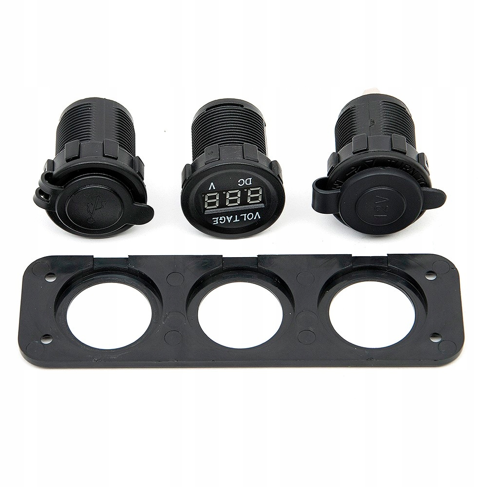 фото №14, Панель роз'єм прикурювача woltomierz зарядний пристрій 2x usb 3,1a 3w1 автомобіль