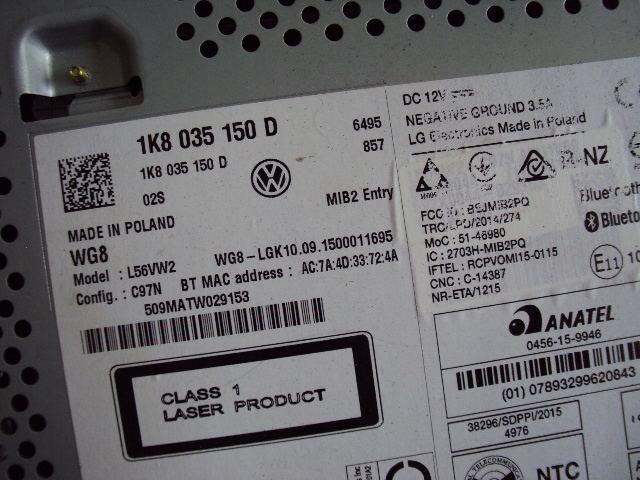 фото №8, Екран навігації монітор vw t6 caddy 1k8035150d