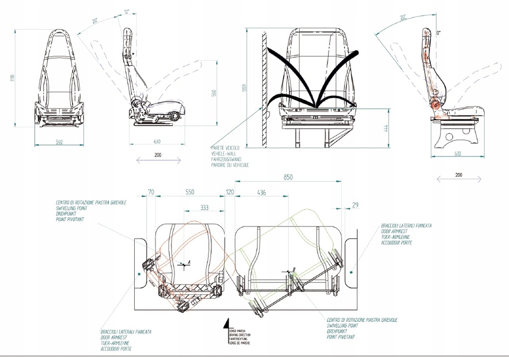 фото №15, Двойной сиденье поворотный заднее сиденье fiat ducato, jumper, boxer 2006- правый