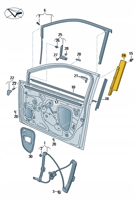 фото №2, Накладка рама дверь стойка b vw golf vii левая