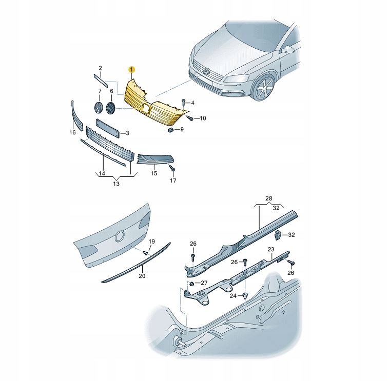 фото №3, Решётка радиатора радиатора решётка радиатора хром vw passat b7 alltrack