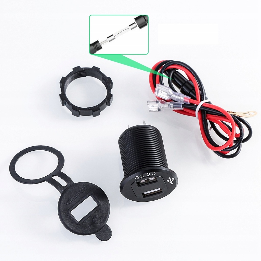 фото №11, Зарядний пристрій woltomierz панель мотоцикл 2xusb qc3.0 швидкі заряджання алюміній