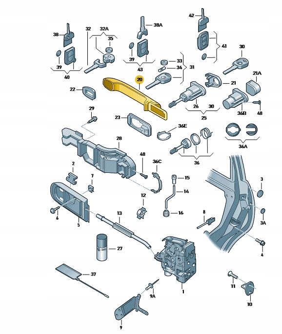 Ручка наружная дверь перед skoda fabia octavia Цена