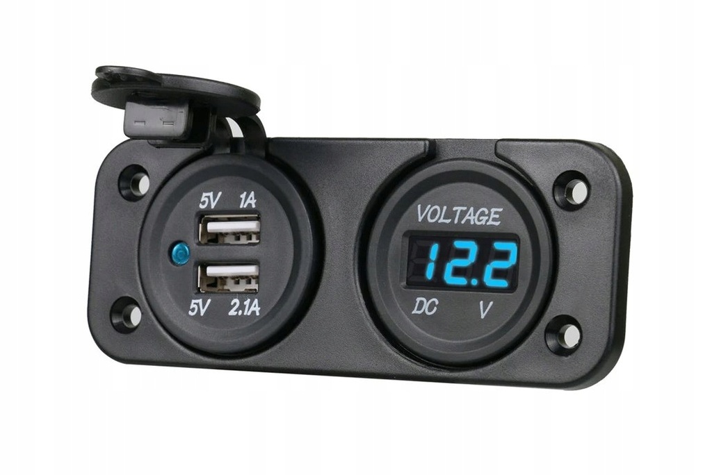 фото №7, Панель woltomierz зарядний пристрій 2x usb 3,1a 2w1 роз'єм прикурювача мотоцикл