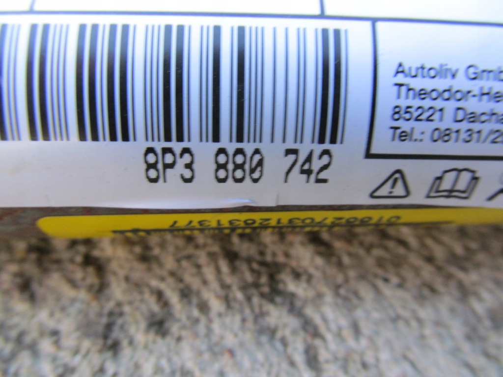 фото №5, Audi a3 8p0 03- 3 дверь левая правая шторка безопасности подушка безопасности