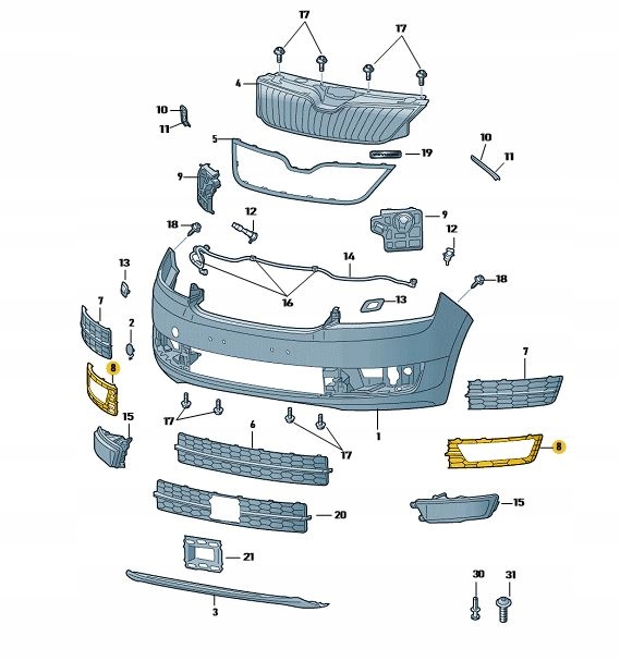 фото №3, Решітка решітка радіатора бампера протитуманної фари skoda rapid ліва