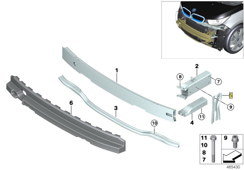 фото №1, Bmw поперечина правая element деформационный i3
