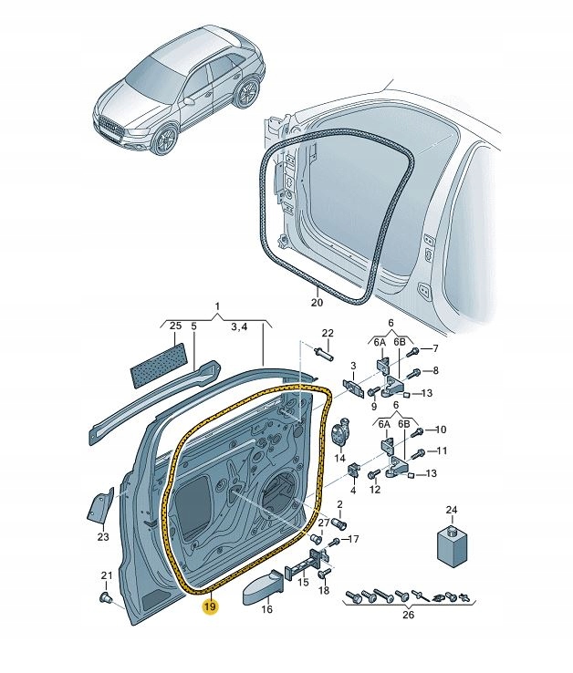 фото №1, Прокладка дверь перед наружная правая audi q3