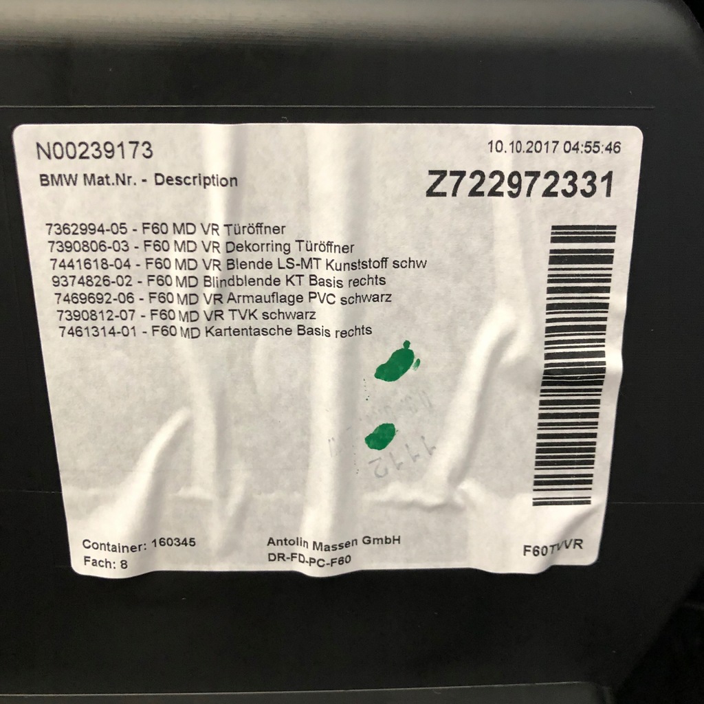 фото №3, Mini countryman f60 обшивка оббивка двері комплект