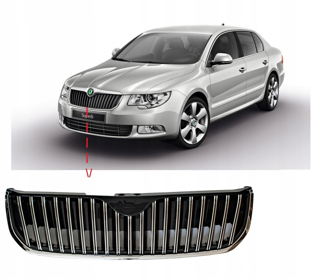 фото №1, Решётка радиатора решётка радиатора середина перед skoda superb ii 08-13