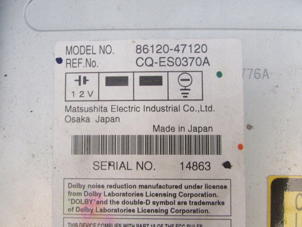 фото №5, Радио cd 86120-47120 toyota prius ii 07r