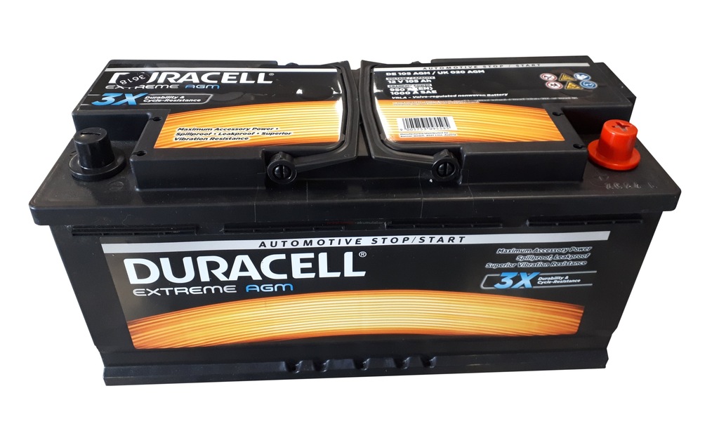фото №1, Аккумулятор duracell 12v 105ah 1000a agm