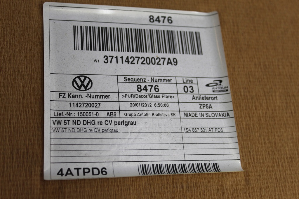 фото №6, Vw up потолок 1s4867501at