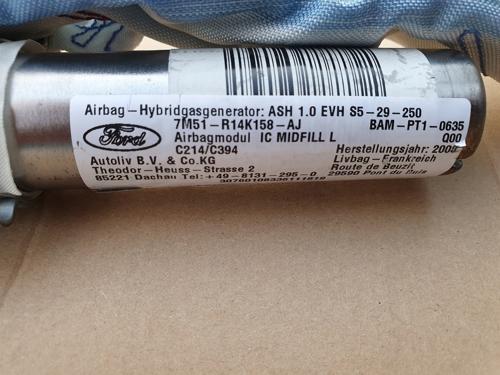 фото №6, Шторка безопасности подушка подушка безопасности ford kuga mk1 08-12r. левая