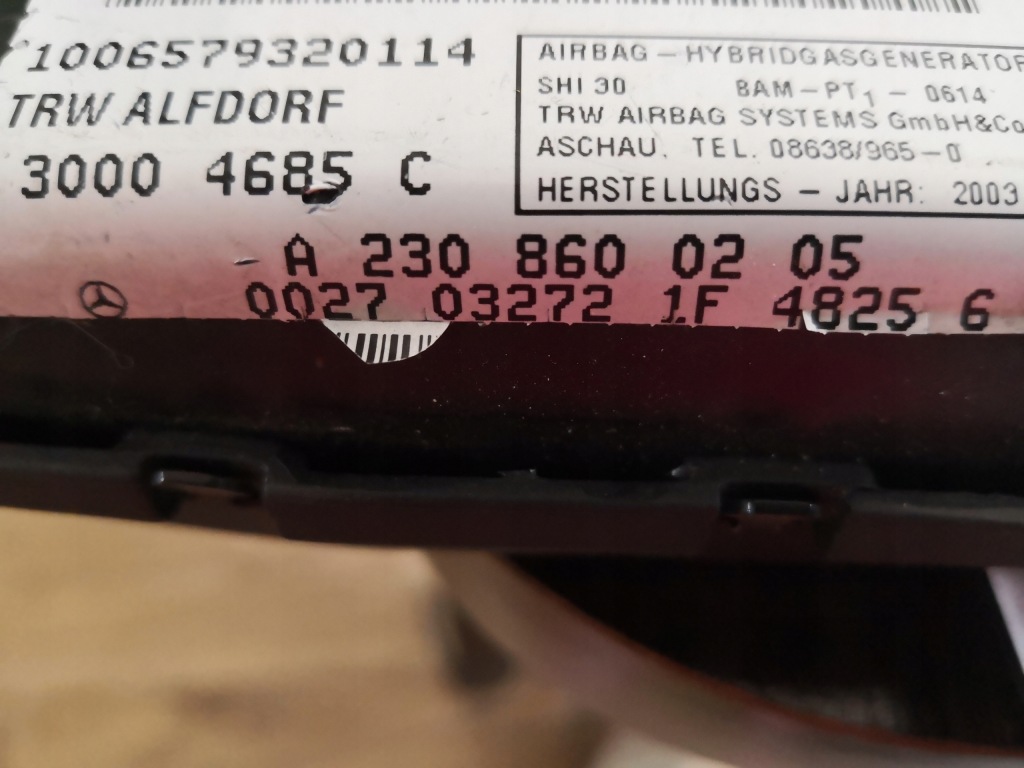 фото №4, Mercedes sl r230 подушка безпеки подушка двері p/l