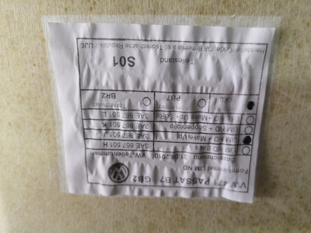 фото №6, Vw passat b7 vii sedan стеля 6k8 3af867501j