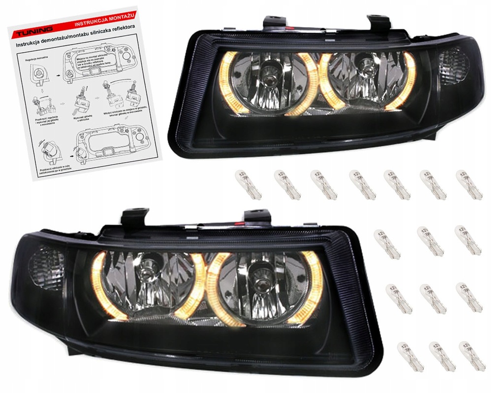 фото №1, Seat leon 1m 99-05 лампы фары black кольца h7