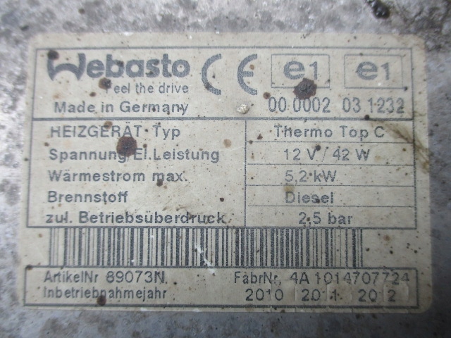 фото №8, Subaru legacy 09-14 2.0 d webasto thermo top c