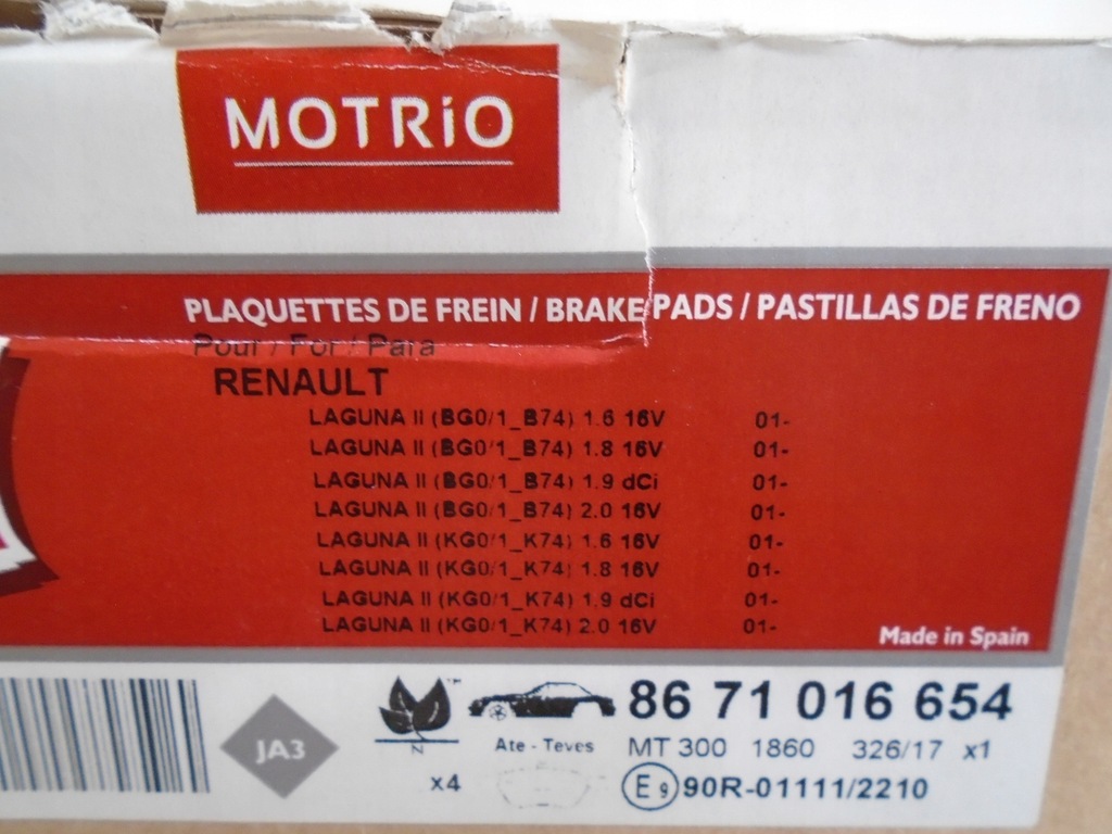 фото №3, Тормозные колодки тормозные перед renault laguna ii