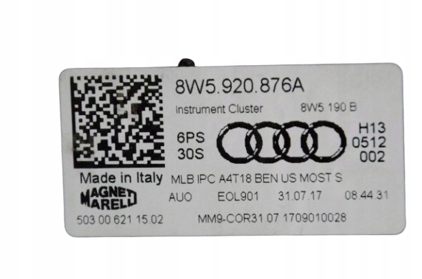 фото №6, Audi s5 8w 3.0 tfsi приборная панель счетчик 8w5920876a