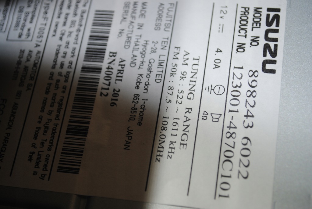 фото №6, Радіо isuzu d-max cd mp3 wma 8982436022