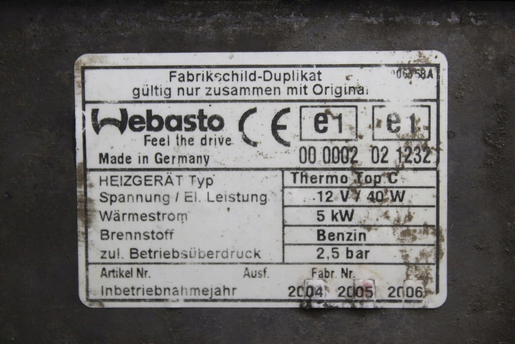 фото №10, Webasto vw phaeton 3d0815005s 12 v/40 w thermo top c 000002021232