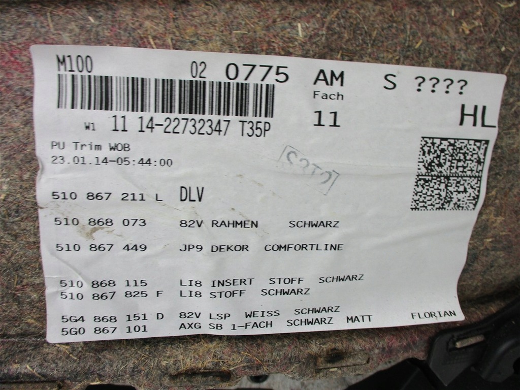 фото №6, Обшивка левый задняя vw golf vii 7 sportsvan 517867211l