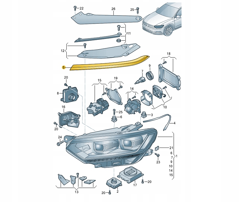 фото №2, Защита молдинг фара vw passat b8 левая