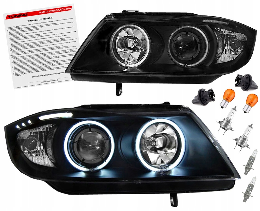 фото №1, Bmw 3 e90 05-08 лампы фары led кольца ccfl h7