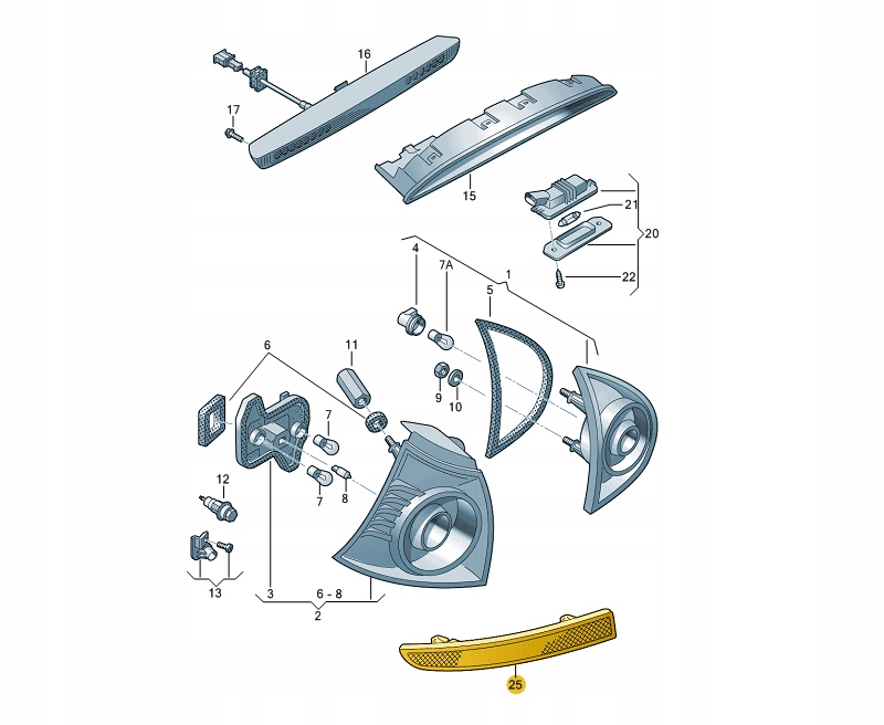 фото №2, Відбивач відбивний світло vw golf v r32 права