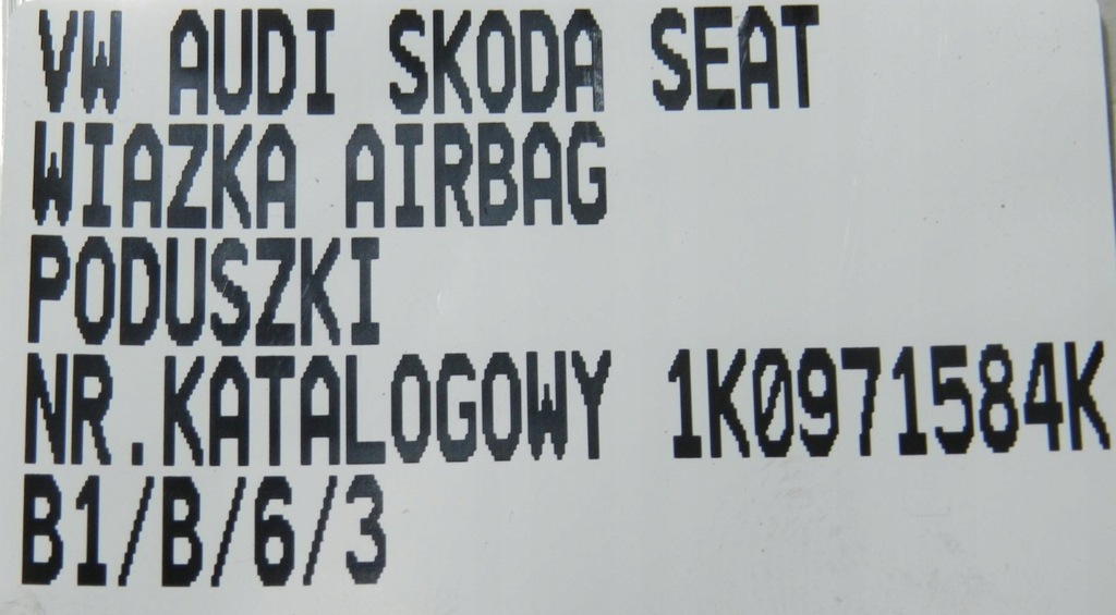 фото №5, Джгут електропроводка подушки безпеки 1k0971584k vw audi seat