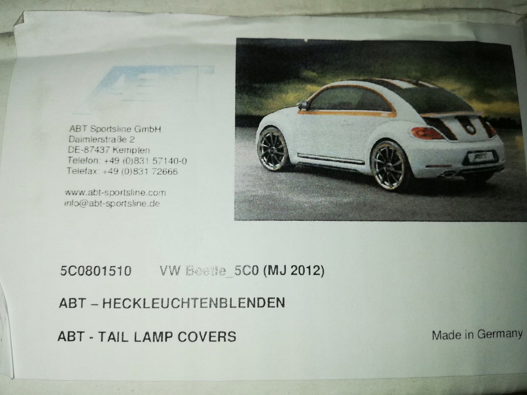 фото №6, Abt vw beetle накладки на фари накладки накладка na задні лампи