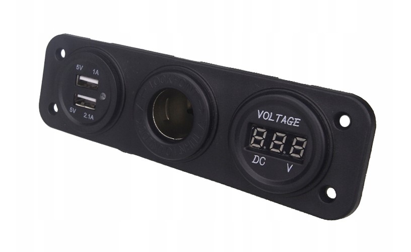 фото №9, Панель роз'єм прикурювача woltomierz зарядний пристрій 2x usb 3,1a 3w1 автомобіль