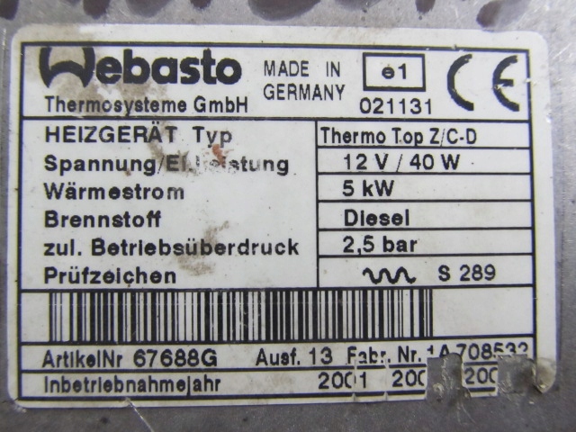 фото №4, Обогреватель webasto top z/c-d mercedes 2205003598