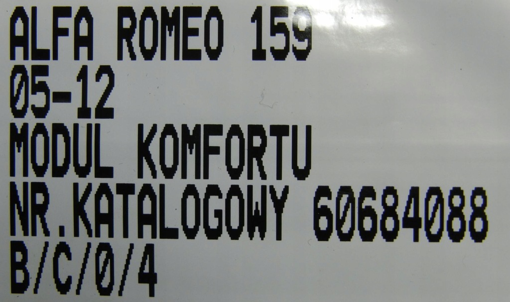фото №7, Бортовий комп'ютер модуль комфорту 60684088 alfa romeo 159