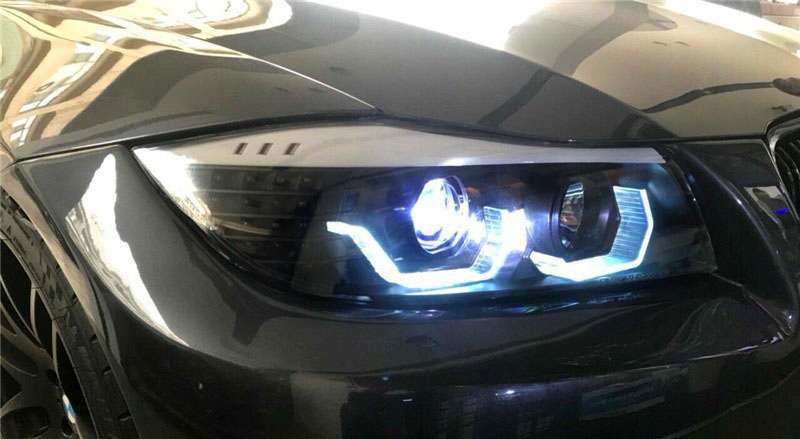 фото №10, Bmw e90 e91 08-12 lci лампи фари перед передні led кільця 3d h7/h1