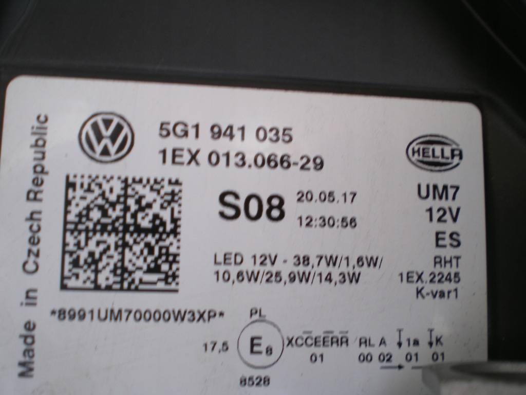 фото №3, Лампа перед vw golf 7 vii lift ліва full led europ