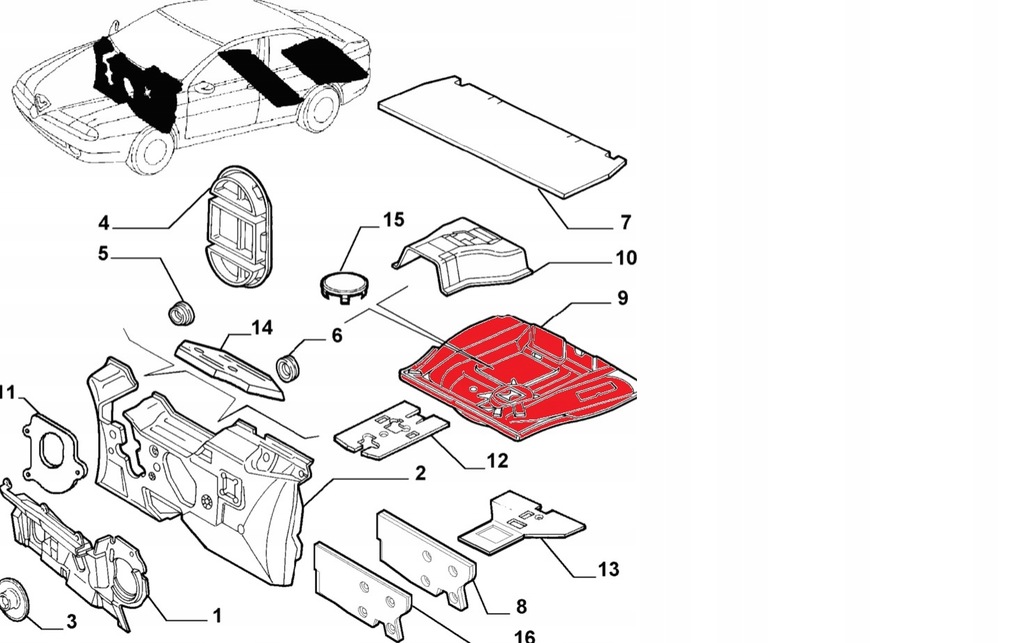 фото №3, Обшивка шумоизоляция багажника alfa romeo 166 v1