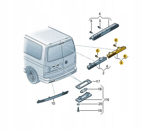 фото №3, Додаткові світло стоп vw transporter t5 t6 права