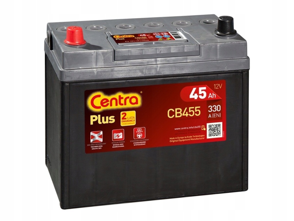 фото №1, Аккумулятор centra plus cb455 45ah 330a l+ honda