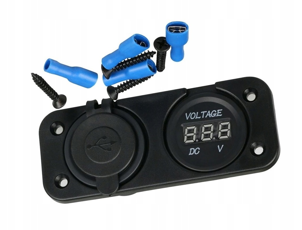 фото №6, Панель woltomierz зарядний пристрій 2x usb 3,1a 2w1 роз'єм прикурювача мотоцикл