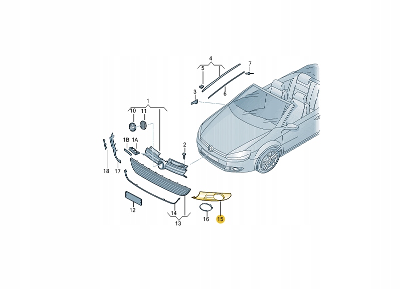 фото №2, Решётка бампера vw golf vi r-line левая
