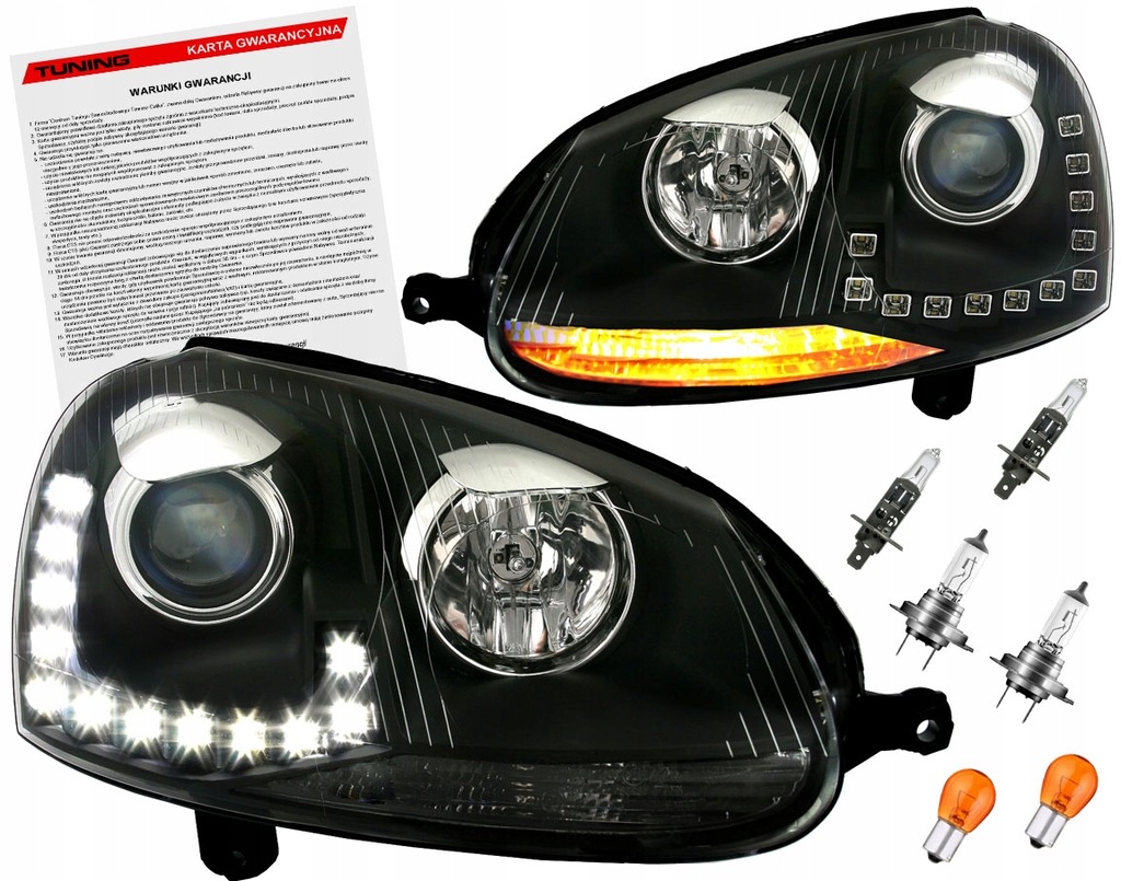 фото №1, Jetta v mk5 05-11 лампи фари black led drl